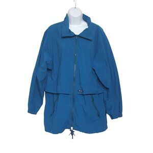 Eddie Bauer Womens Softshell Vented Jacket L Blue Light Weight Pockets Nylon USA